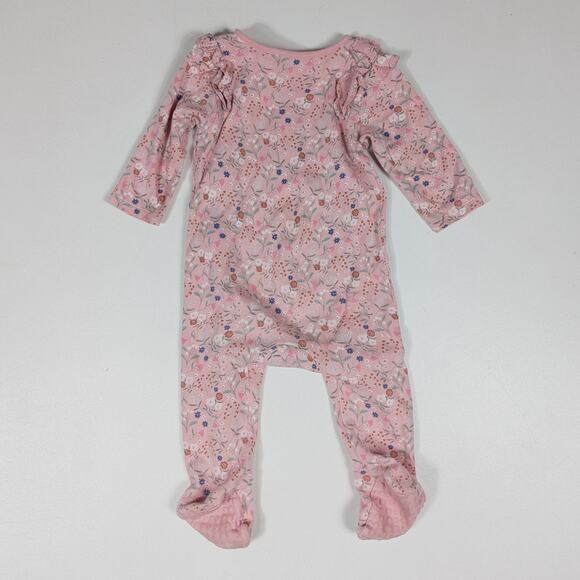 Marks & Spencer Sleeper Baby Girls Sz 9-12m Pink Floral Footie - Picture 2 of 6